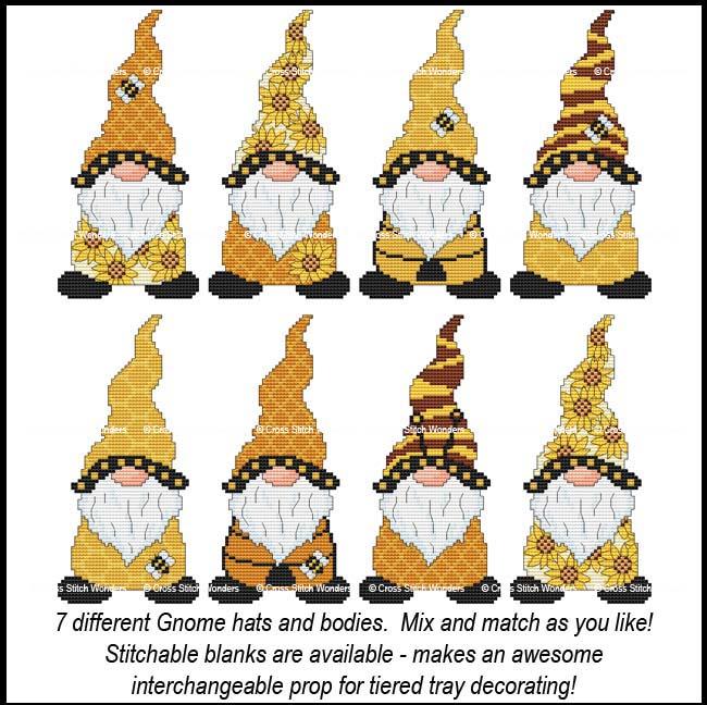 Sunflower N' Bee Collection: Tall Gnome - Cross Stitch Wonders