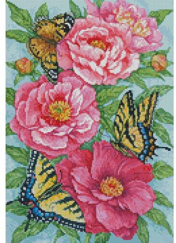Mini Peonies And Butterflies - Artecy Cross Stitch