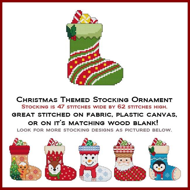 Christmas Stocking: Striped With Holly - Cross Stitch Wonders