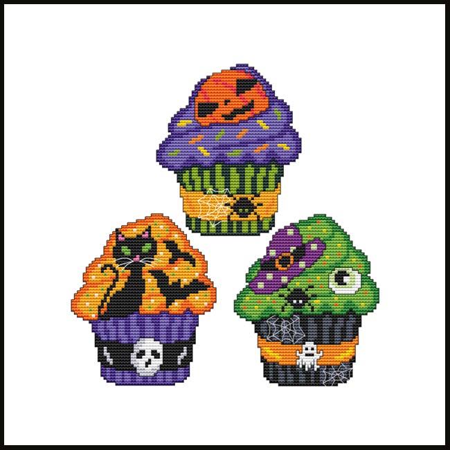 Cupcakes: Halloween Trio I - Cross Stitch Wonders