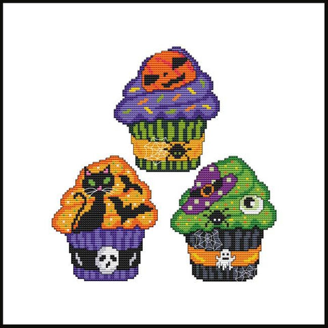 Cupcakes: Halloween Trio I - Cross Stitch Wonders