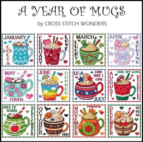 A Year Of Mugs: All 12 Months - Cross Stitch Wonders