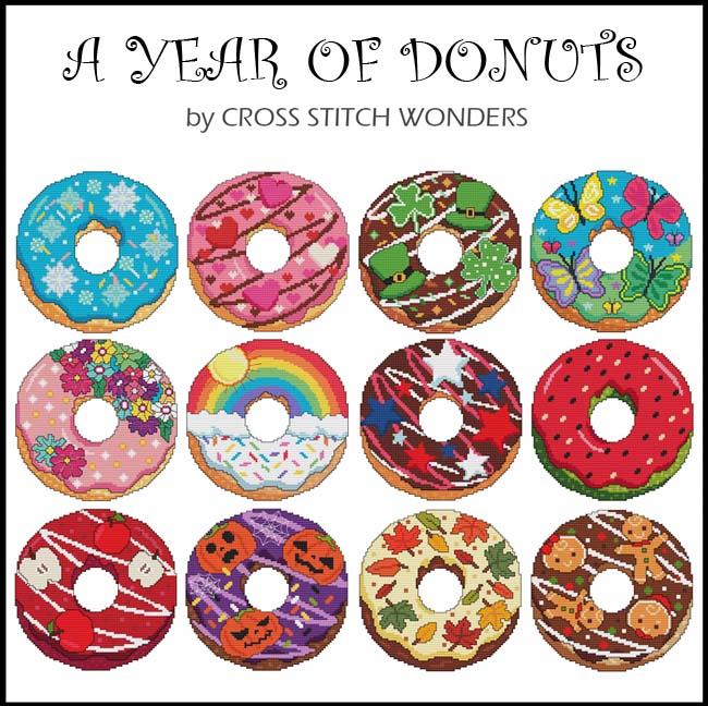 A Year Of Donuts: All 12 Months - Cross Stitch Wonders