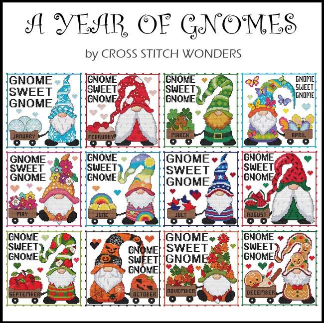 A Year Of Gnomes: All 12 Months - Cross Stitch Wonders