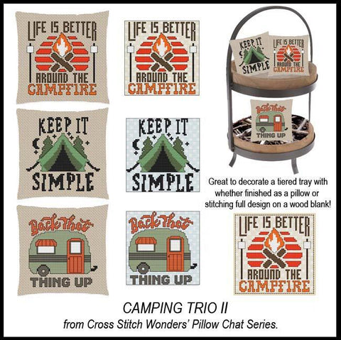 Pillow Chat: Camping Trio II - Cross Stitch Wonders