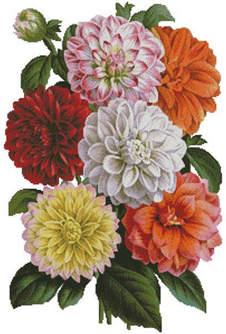 Dahlias Print - Artecy Cross Stitch