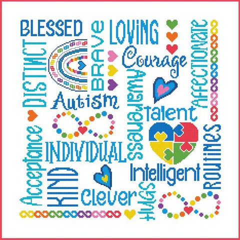Subway Art: Autism Neurodiversity Awareness - Cross Stitch Wonders