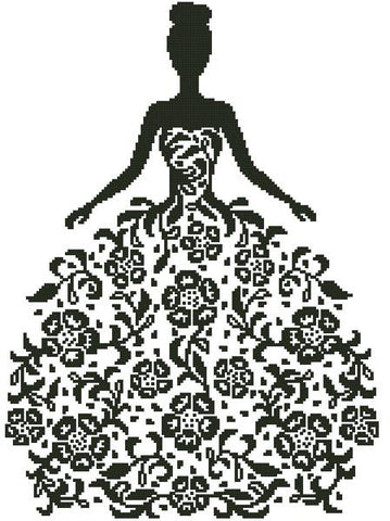 Woman Silhouette With Flowers - Artecy Cross Stitch