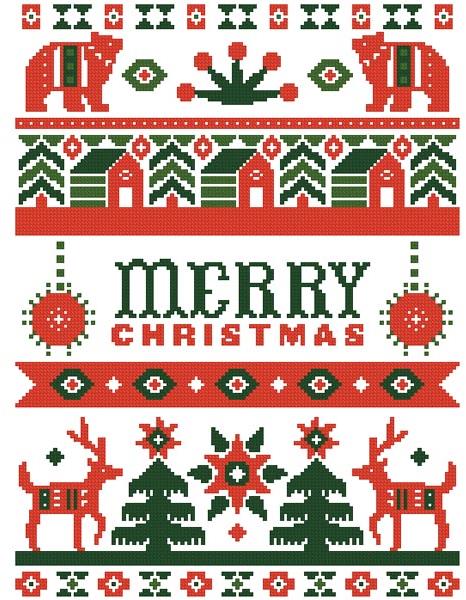 Folk Art Merry Christmas - Artecy Cross Stitch