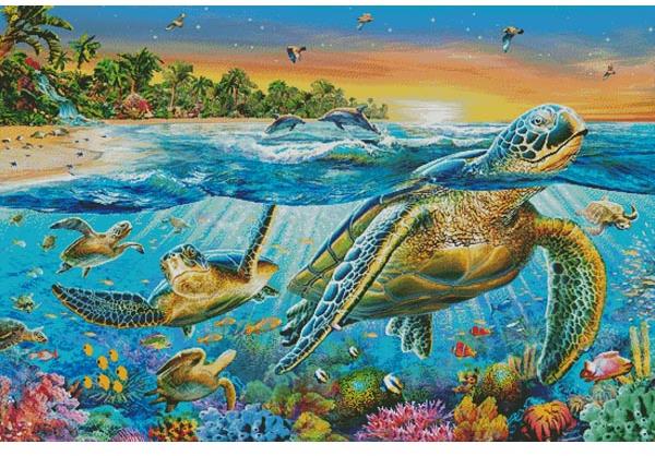 Underwater Turtles (Large) - Artecy Cross Stitch