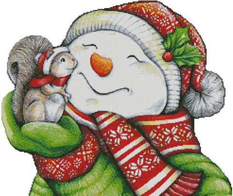 Snowman With Squirrel (No Background) - Artecy Cross Stitch