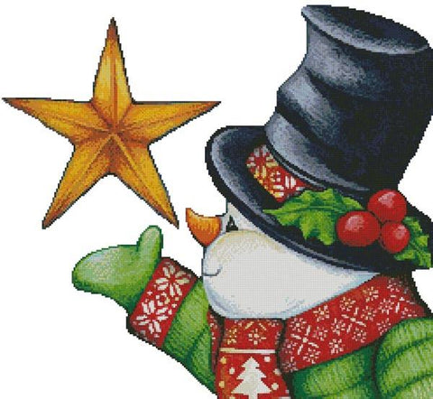 Snowman With Star (No Background) - Artecy Cross Stitch