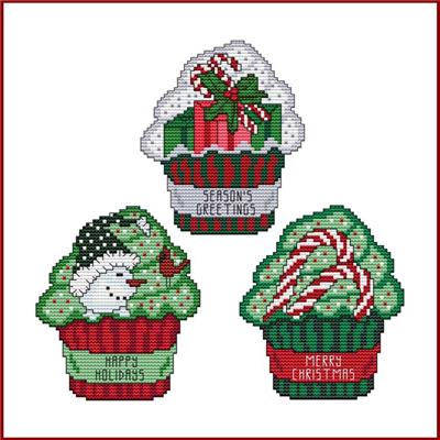 Cupcakes: Christmas Trio - Cross Stitch Wonders