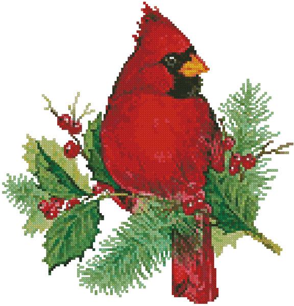 Mini Cardinal And Holly - Artecy Cross Stitch