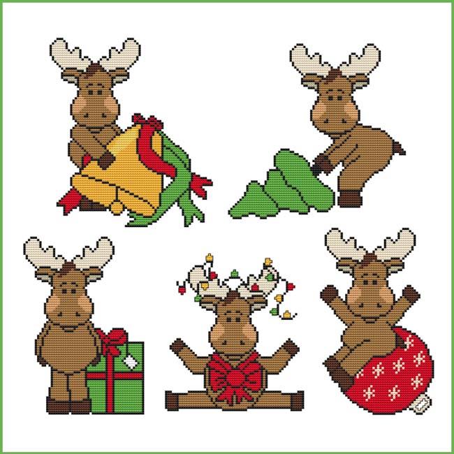 Moose Ornaments - Cross Stitch Wonders