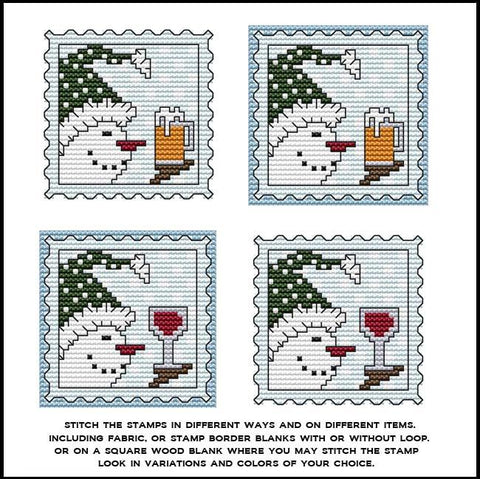 Stamp It Series: Snowman Beer And Wine - Cross Stitch Wonders