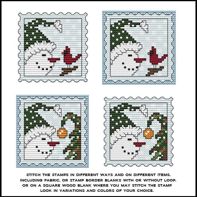 Stamp It Series: Snowman Bird And Ornament - Cross Stitch Wonders