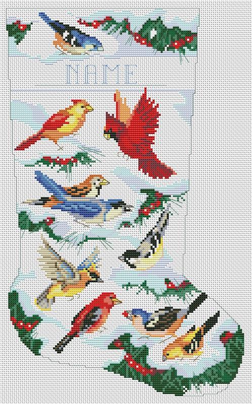 Birds Of Winter Stocking - Kooler Design Studio