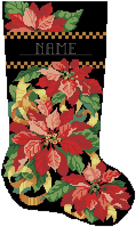 Poinsettia Stocking - Kooler Design Studio