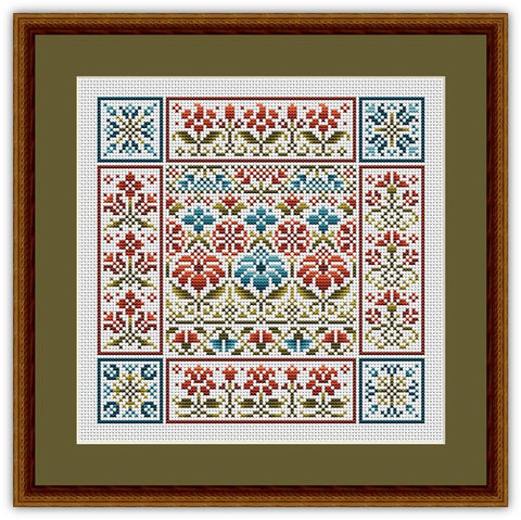 Oma's Flower Garden Sampler - Happiness Is  HeartMade