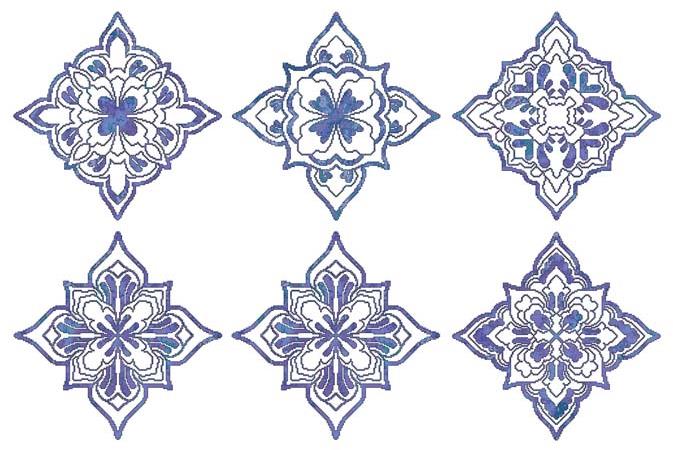 Blue Decorative Quilt Blocks Combo - Cross Stitch Wonders