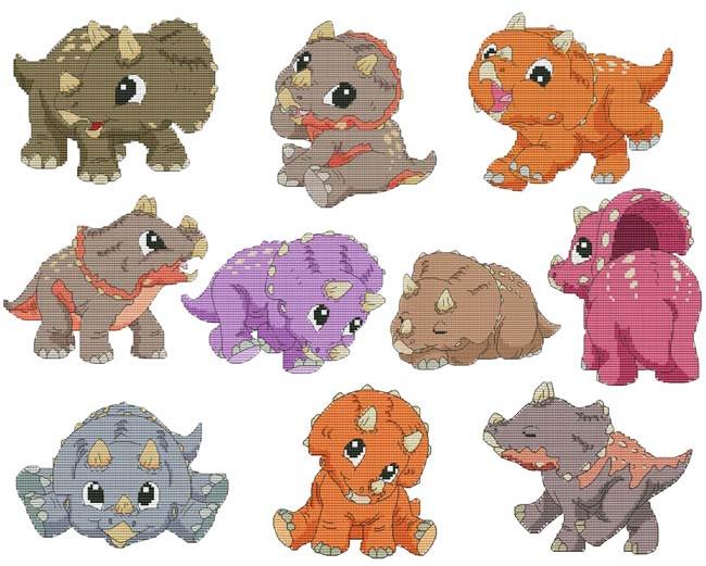 Baby Triceratops Combo - Cross Stitch Wonders