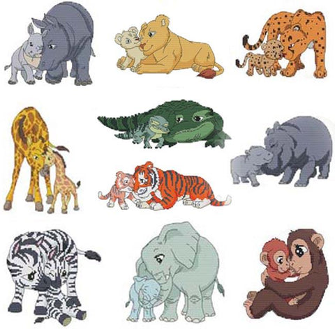 Momma N Me Animals Combo - Cross Stitch Wonders