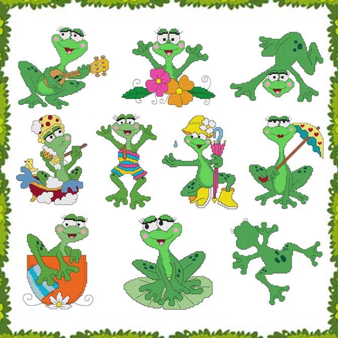 Funny Frogs Combo - Cross Stitch Wonders