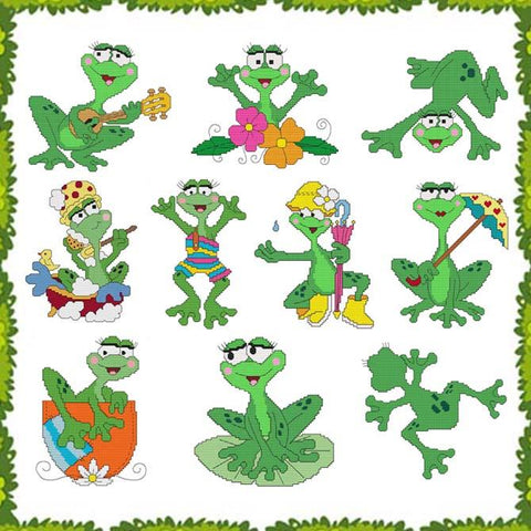 Funny Frogs Combo - Cross Stitch Wonders