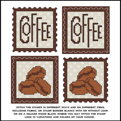 Stamp It Series: Coffee And Coffee Beans - Cross Stitch Wonders