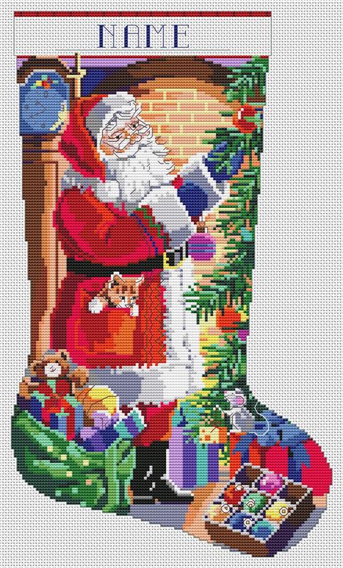 Santa With Tree Stocking - Kooler Design Studio