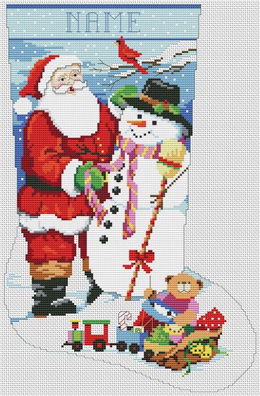 Santa And Snowman Stocking - Kooler Design Studio