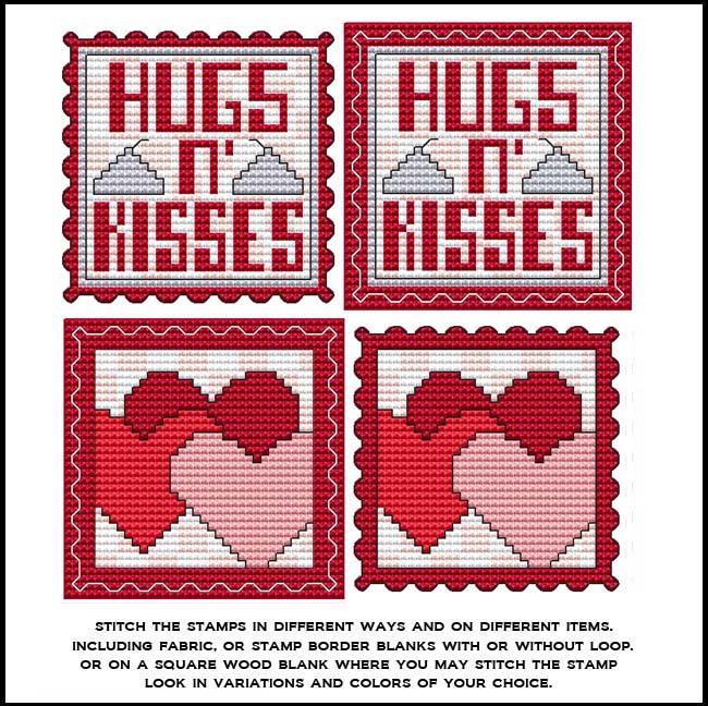 Stamp It Series: Valentine's Hugs N' Kisses & Hearts - Cross Stitch Wonders