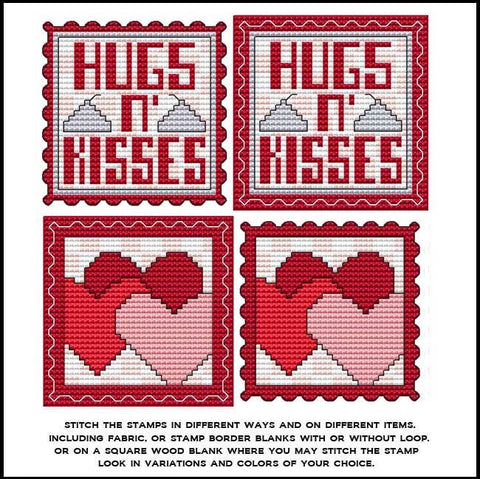 Stamp It Series: Valentine's Hugs N' Kisses & Hearts - Cross Stitch Wonders