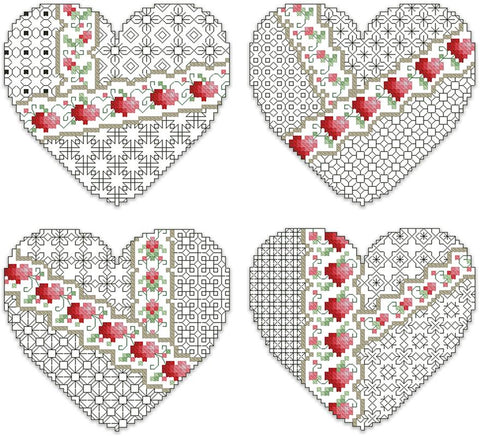 Crazy Blackwork Valentines - Kitty & Me Designs