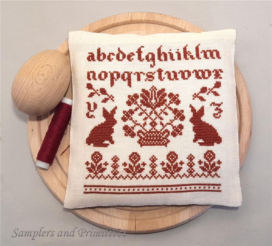 Red Bunny Pincushion - Samplers and Primitives