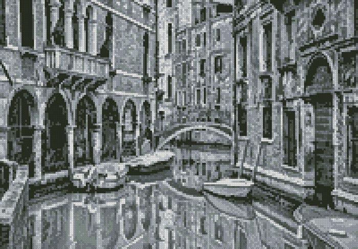 Mini Venice Canal Black And White - Artecy Cross Stitch
