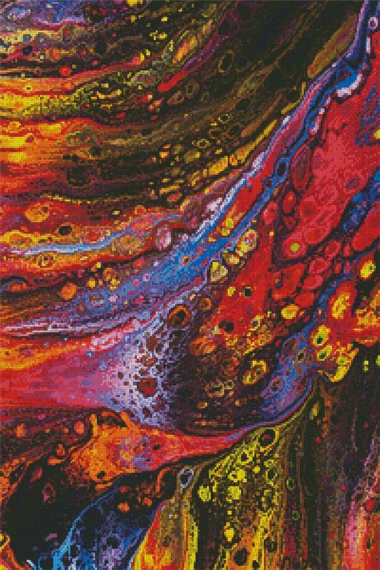 Red, Yellow And Blue Abstract Painting - Artecy Cross Stitch