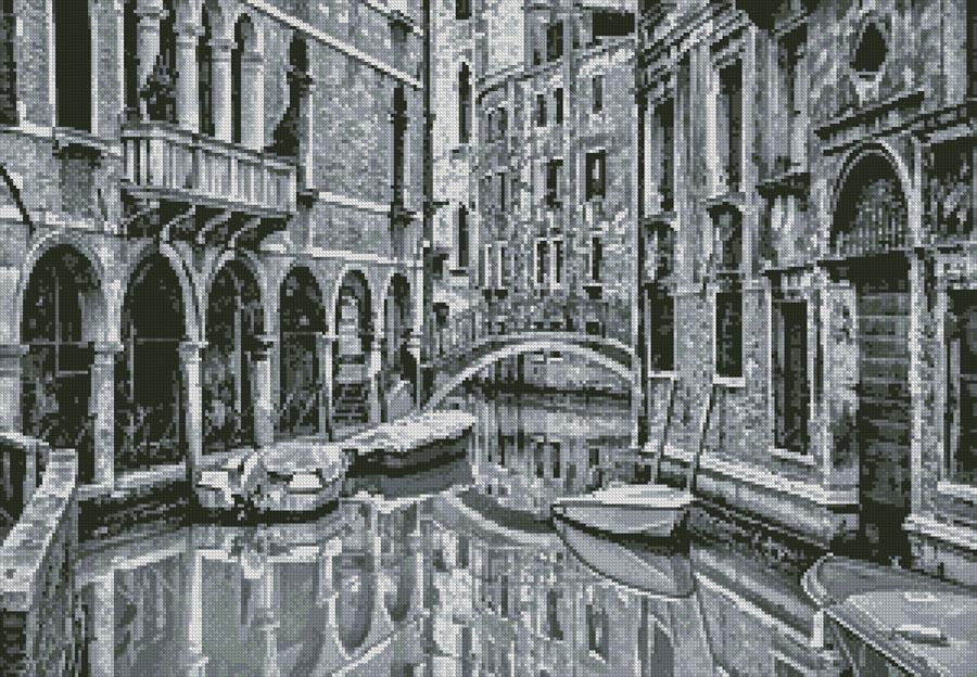 Venice Canal Black And White - Artecy Cross Stitch