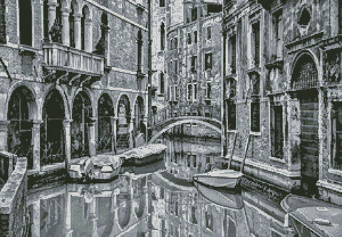 Venice Canal Black And White - Artecy Cross Stitch