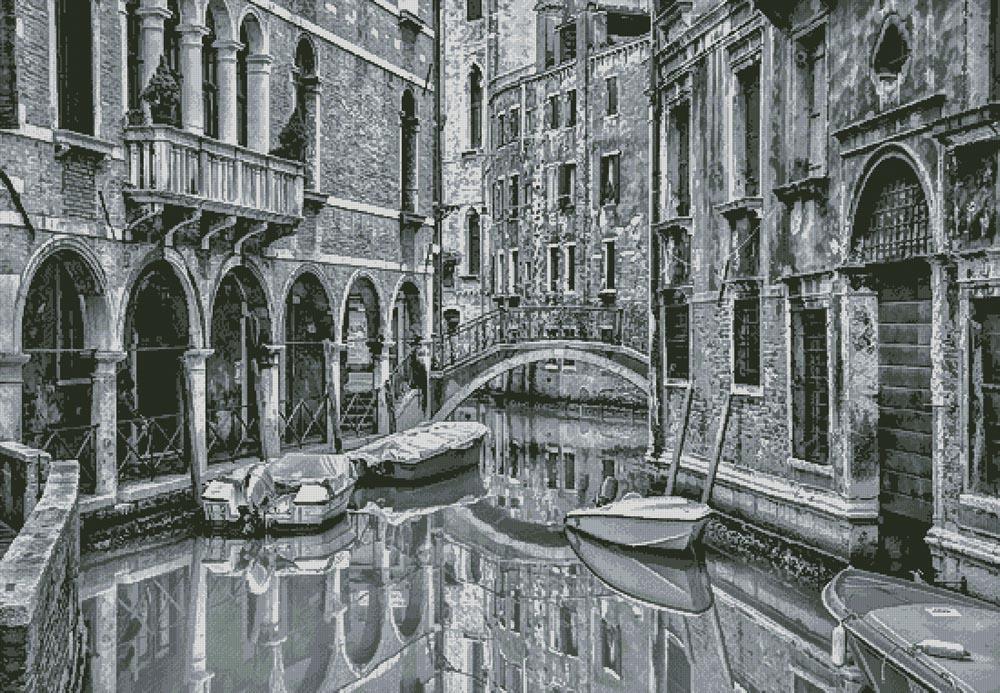 Venice Canal Black And White (Large) - Artecy Cross Stitch