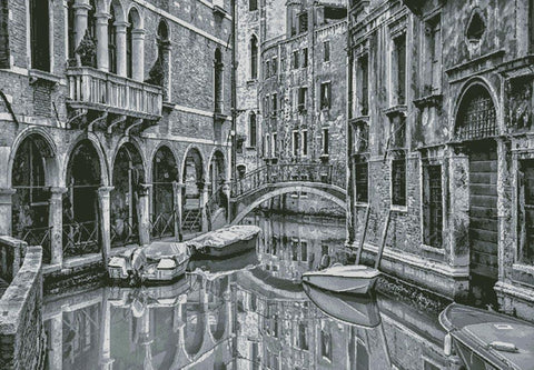 Venice Canal Black And White (Large) - Artecy Cross Stitch