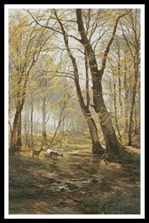 A Woodland Scene With Deer - Artecy Cross Stitch