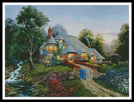 Moonrise Over Stone Cottage - Artecy Cross Stitch