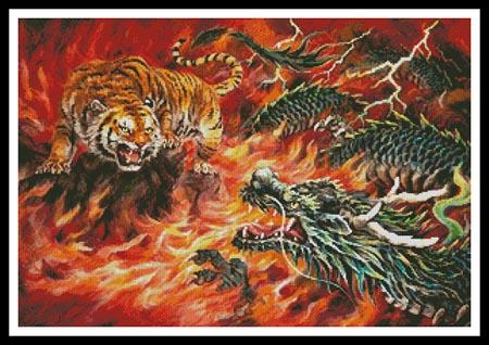 Dragon & Tiger In The Fire - Artecy Cross Stitch