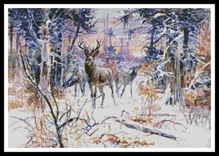 Deer In A Snowy Forest - Artecy Cross Stitch