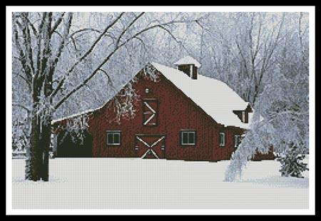 Red Barn In Snow - Artecy Cross Stitch