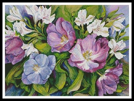 Purple Tulips & White Alstroneria - Artecy Cross Stitch