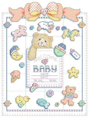 Buttons & Bows Birth Record - Kooler Design Studio