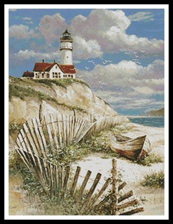 Lighthouse With Deserted Canoe - Artecy Cross Stitch